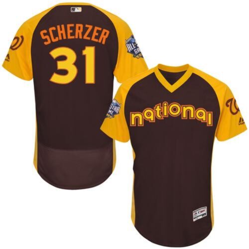 68638356711c9_1 Nationals #31 Max Scherzer Brown Flexbase Authentic Collection 2016 All-Star National League Stitched MLB Jersey