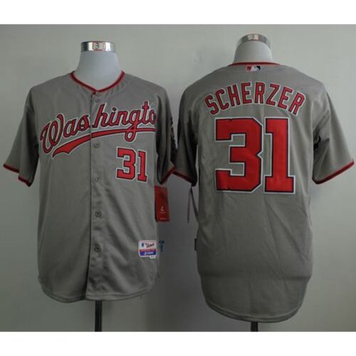 6863835d4b67d_1 Nationals #31 Max Scherzer Grey Cool Base Stitched MLB Jersey