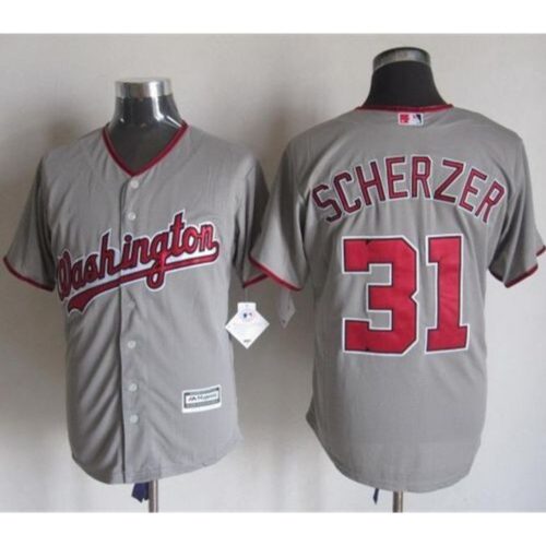 68638364187ad_1 Nationals #31 Max Scherzer Grey New Cool Base Stitched MLB Jersey