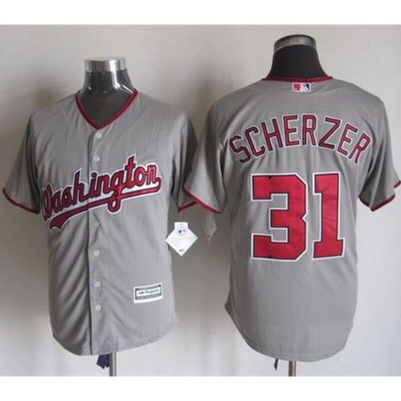 68638364187ad_1 Nationals #31 Max Scherzer Grey New Cool Base Stitched MLB Jersey