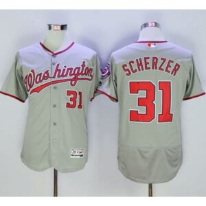 6863836787437_1 Nationals #31 Max Scherzer Grey Flexbase Authentic Collection Stitched MLB Jersey