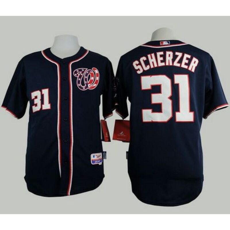 6863836b053c4_1 Nationals #31 Max Scherzer Navy Blue Cool Base Stitched MLB Jersey