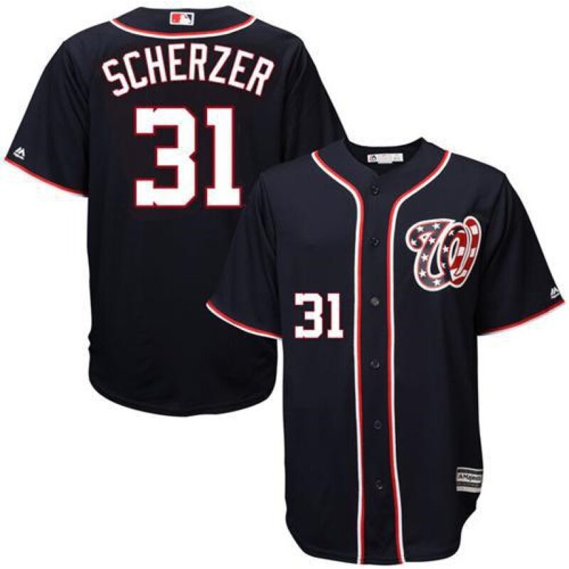 6863836e4da57_1 Nationals #31 Max Scherzer Navy Blue New Cool Base Stitched MLB Jersey