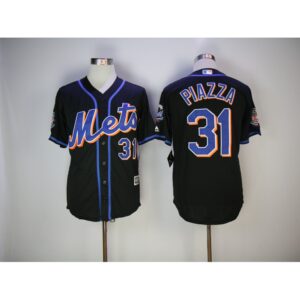 68638385efaac_1 Men's New York Mets #31 Mike Piazza Black Hall Of Fame Flexbase Stitched MLB Jersey