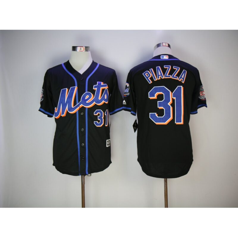68638385efaac_1 Men's New York Mets #31 Mike Piazza Black Hall Of Fame Flexbase Stitched MLB Jersey