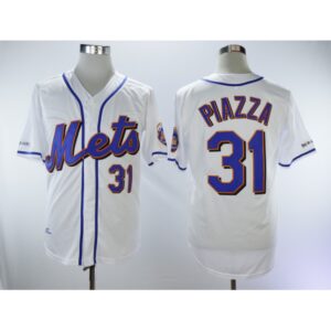 6863838cef146_1 Men's New York Mets #31 Mike Piazza White Throwback Flexbase Stitched MLB Jersey