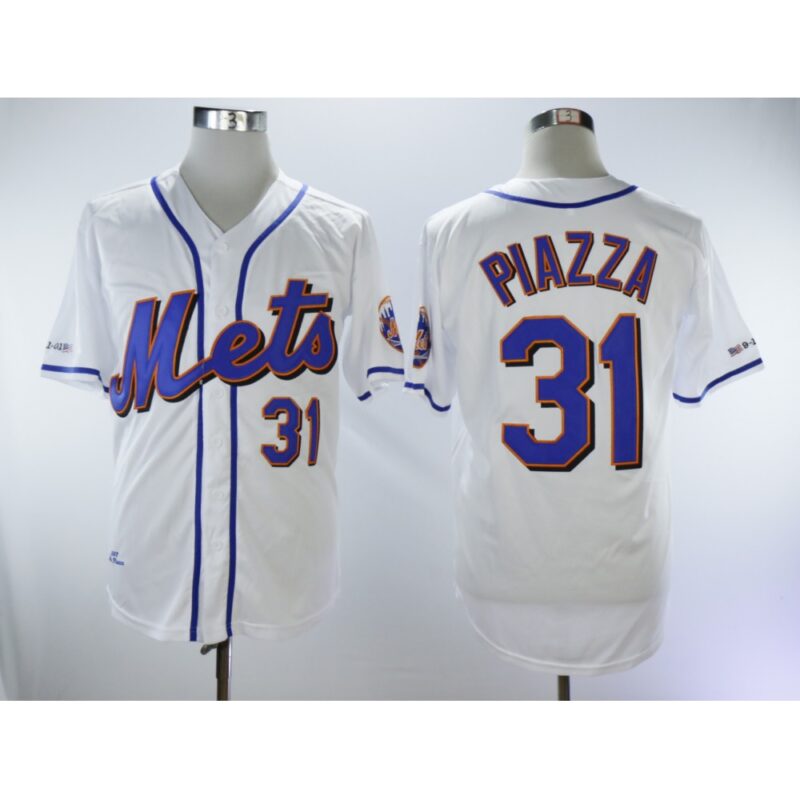 6863838cef146_1 Men's New York Mets #31 Mike Piazza White Throwback Flexbase Stitched MLB Jersey