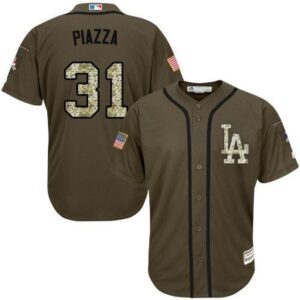 6863839d9cd41_1 Dodgers #31 Mike Piazza Green Salute to Service Stitched MLB Jersey