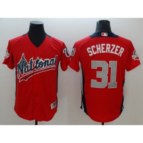 68638413c76d8_1 National League #31 Max Scherzer Red 2019 MLB All-Star Game Workout Jersey