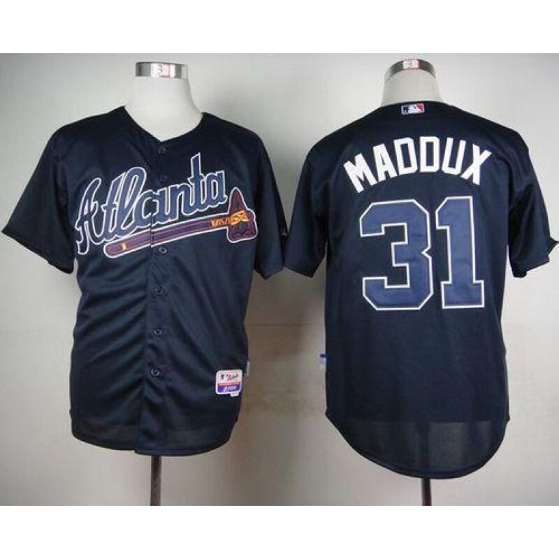 6863841706fb4_1 Braves #31 Greg Maddux Blue Cool Base Stitched MLB Jersey