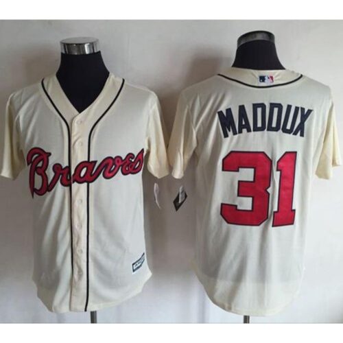 6863841d7b2d5_1 Braves #31 Greg Maddux Cream New Cool Base Stitched MLB Jersey