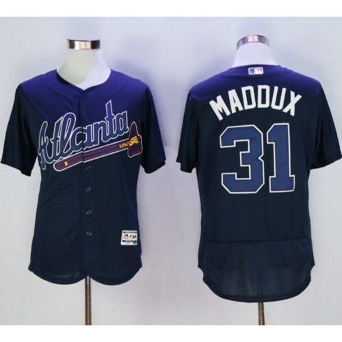 68638423e6fff_1 Braves #31 Greg Maddux Navy Blue Flexbase Authentic Collection Stitched MLB Jersey