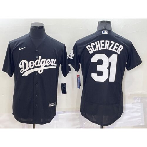68638430d4587_1 Men's Los Angeles Dodgers #31 Max Scherzer Black Flex Base Stitched Baseball Jersey