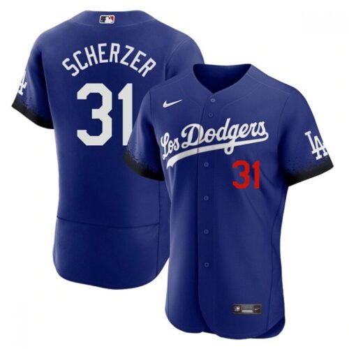 68638455894a7_1 Men's Los Angeles Dodgers #31 Max Scherzer 2021 Royal City Connect Flex Base Stitched Baseball Jersey