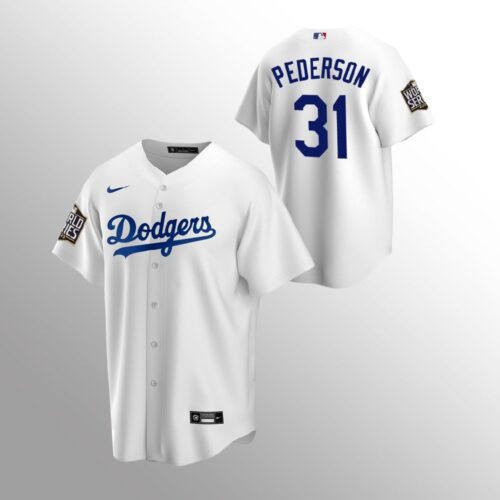 6863846253253_1 Men's Los Angeles Dodgers #31 Joc Pederson White 2020 World Series Bound stitched Jersey