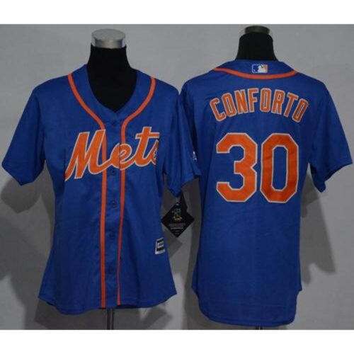 6863848b1fd11_1 Mets #30 Michael Conforto Blue Alternate Women's Stitched MLB Jersey