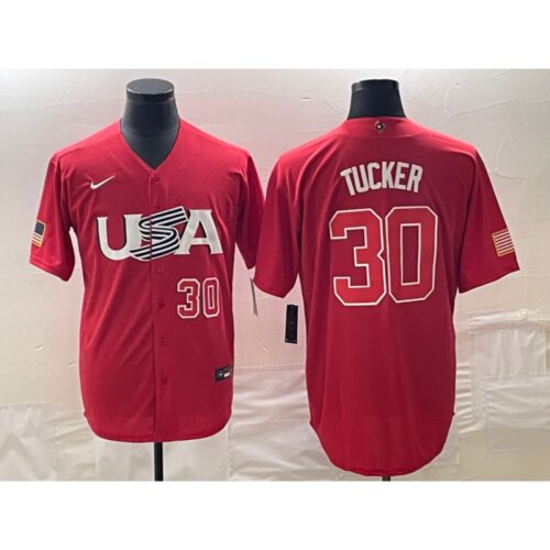6863849e19de6_1 Men's USA Baseball #30 Kyle Tucker 2023 Red World Baseball Classic With Patch Stitched Jersey