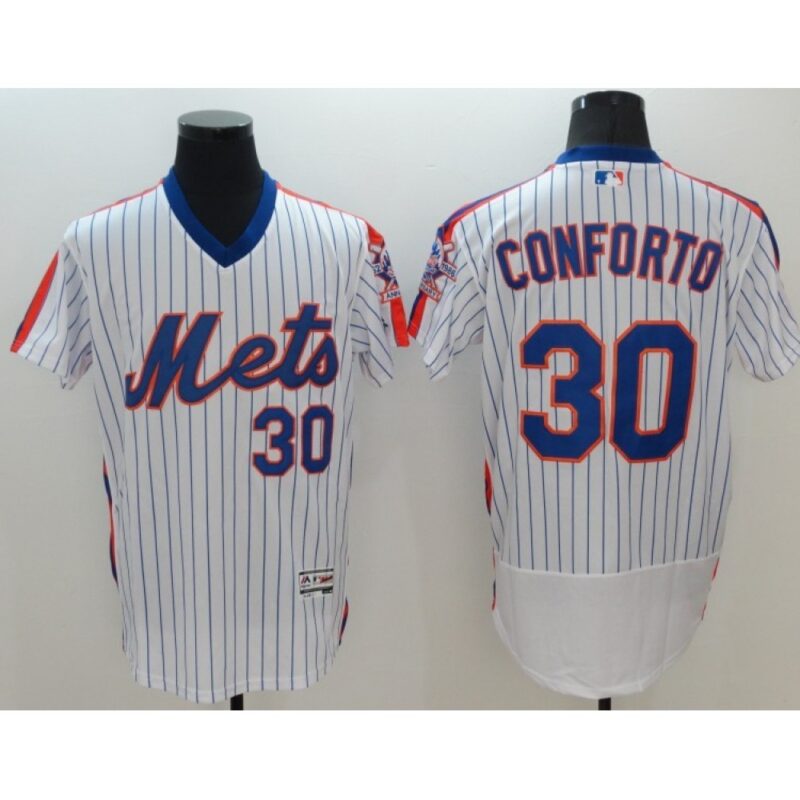 686384d1caf9b_1 Men's New York Mets #30 Michael Conforto White Flex Base Stitched Jersey