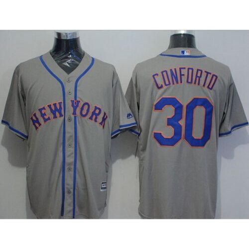 68638503740bd_1 Mets #30 Michael Conforto Grey New Cool Base Stitched MLB Jersey