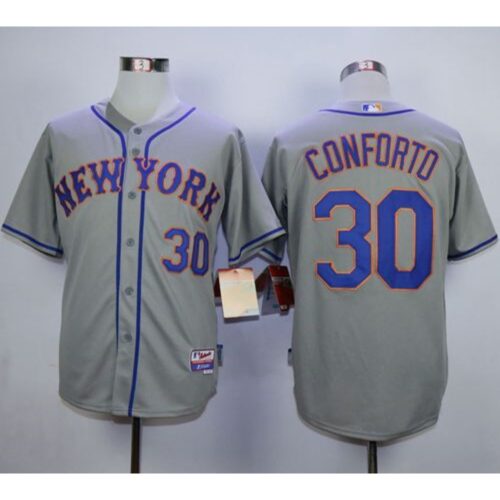 6863850a1524a_1 Mets #30 Michael Conforto Grey Road Cool Base Stitched MLB Jersey