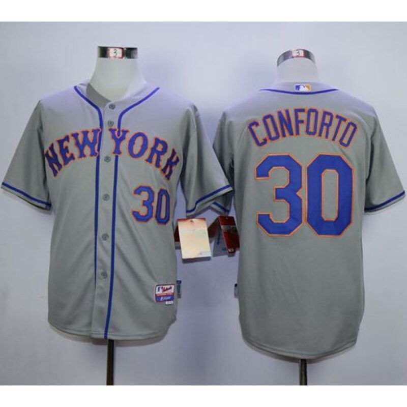 6863850a1524a_1 Mets #30 Michael Conforto Grey Road Cool Base Stitched MLB Jersey