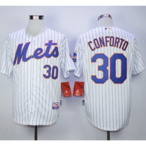 6863851a3c8de_1 Mets #30 Michael Conforto White(Blue Strip) Cool Base Stitched MLB Jersey