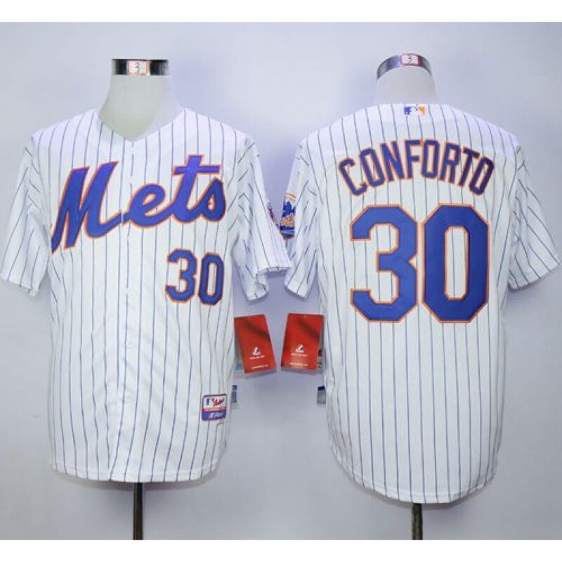 6863851a3c8de_1 Mets #30 Michael Conforto White(Blue Strip) Cool Base Stitched MLB Jersey
