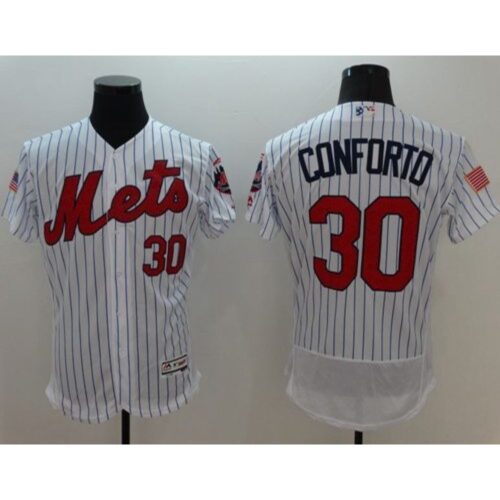686385210fa0a_1 Mets #30 Michael Conforto White(Blue Strip) Fashion Stars & Stripes Flexbase Authentic Stitched MLB Jersey