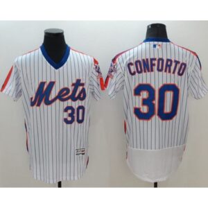 68638524d0a2c_1 Mets #30 Michael Conforto White(Blue Strip) Flexbase Authentic Collection Alternate Stitched MLB Jersey