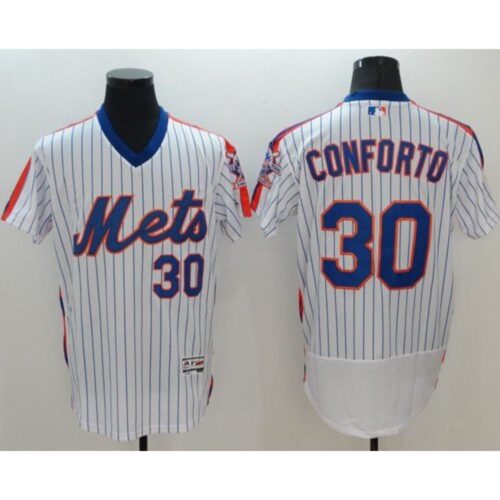 68638524d0a2c_1 Mets #30 Michael Conforto White(Blue Strip) Flexbase Authentic Collection Alternate Stitched MLB Jersey