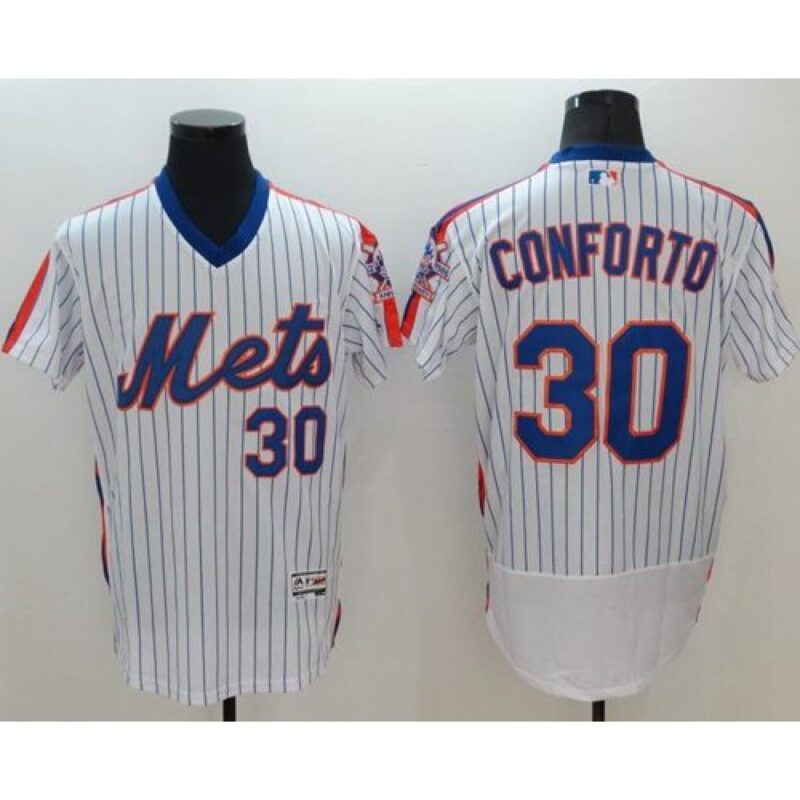 68638524d0a2c_1 Mets #30 Michael Conforto White(Blue Strip) Flexbase Authentic Collection Alternate Stitched MLB Jersey