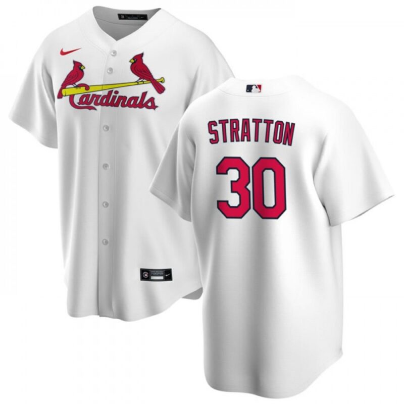 6863853598cd4_1 Men's St. Louis Cardinals #30 Chris Stratton White Cool Base Stitched Jersey