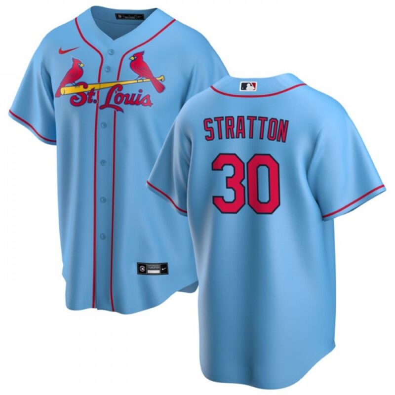 68638538e0047_1 Men's St. Louis Cardinals #30 Chris Stratton Blue Cool Base Stitched Jersey