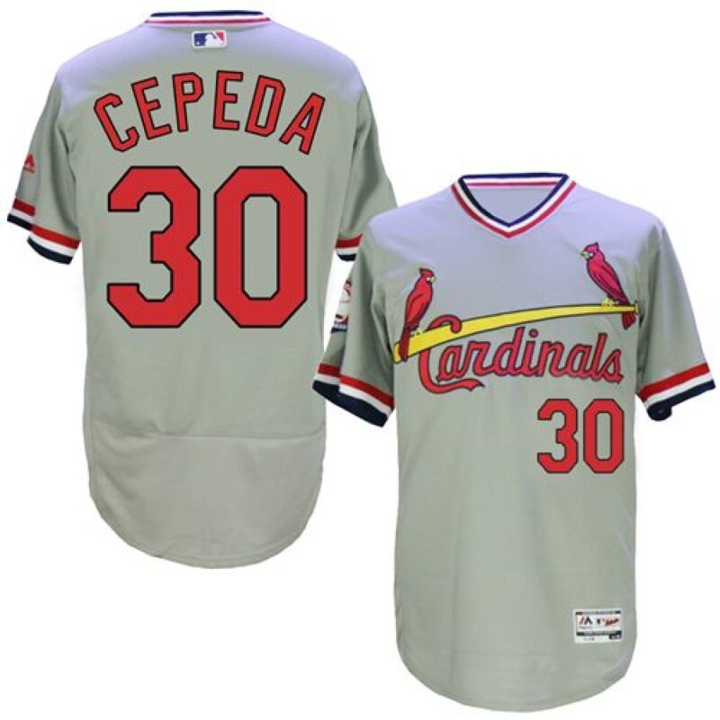 6863853c6d339_1 Cardinals #30 Orlando CePena Grey Flexbase Authentic Collection Cooperstown Stitched MLB Jersey