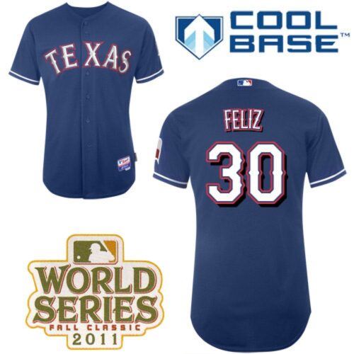 686385ec0dec4_1 Rangers #30 Naftali Feliz Blue Cool Base 2011 World Series Patch Stitched MLB Jersey
