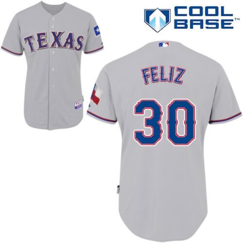 686385f690866_1 Rangers #30 Naftali Feliz Stitched MLB Grey Cool Base Jersey