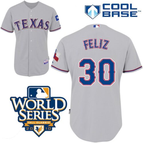 686385fd8677d_1 Rangers #30 Naftali Feliz Grey Cool Base w/2010 World Series Patch Stitched MLB Jerseys