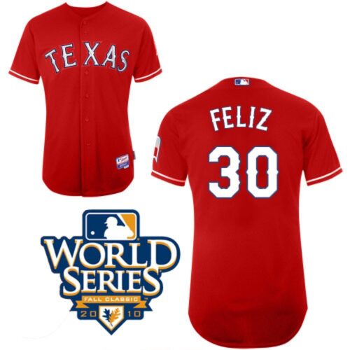 6863860b2f8b5_1 Rangers #30 Naftali Feliz Red Cool Base w/2010 World Series Patch Stitched MLB Jerseys