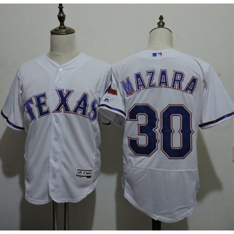 6863860e8a6c6_1 Rangers #30 Nomar Mazara White Flexbase Authentic Collection Stitched MLB Jersey