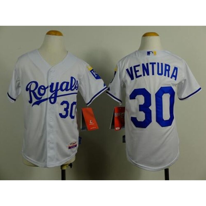 6863866fb05e0_1 Royals #30 Yordano Ventura White Cool Base Stitched Youth MLB Jersey