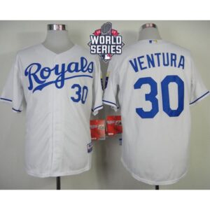 68638672a9ec0_1 Royals #30 Yordano Ventura White Cool Base W/2015 World Series Patch Stitched MLB Jersey