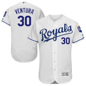 6863867f21df5_1 Royals #30 Yordano Ventura White Flexbase Authentic Collection Stitched MLB Jersey