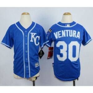686386c830dfc_1 Royals #30 Yordano Ventura Blue Cool Base Stitched Youth MLB Jersey