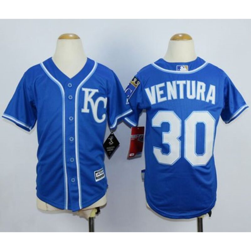 686386c830dfc_1 Royals #30 Yordano Ventura Blue Cool Base Stitched Youth MLB Jersey