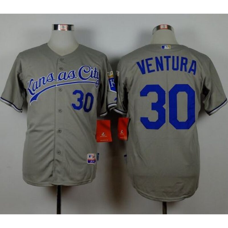 686386d6eff9b_1 Royals #30 Yordano Ventura Grey Road Cool Base Stitched MLB Jersey