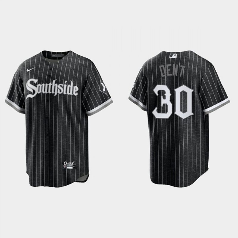 686386e4120e1_1 Men's Chicago White Sox #30 Bucky Dent Black 2021 City Connect Cool Base Stitched Jersey