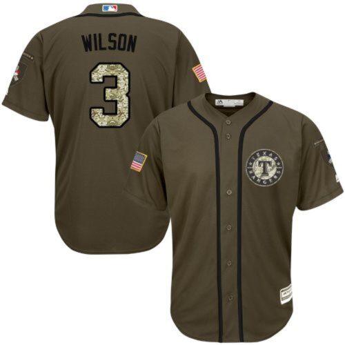 686386e9cb0ea_1 Rangers #3 Russell Wilson Green Salute to Service Stitched Youth MLB Jersey