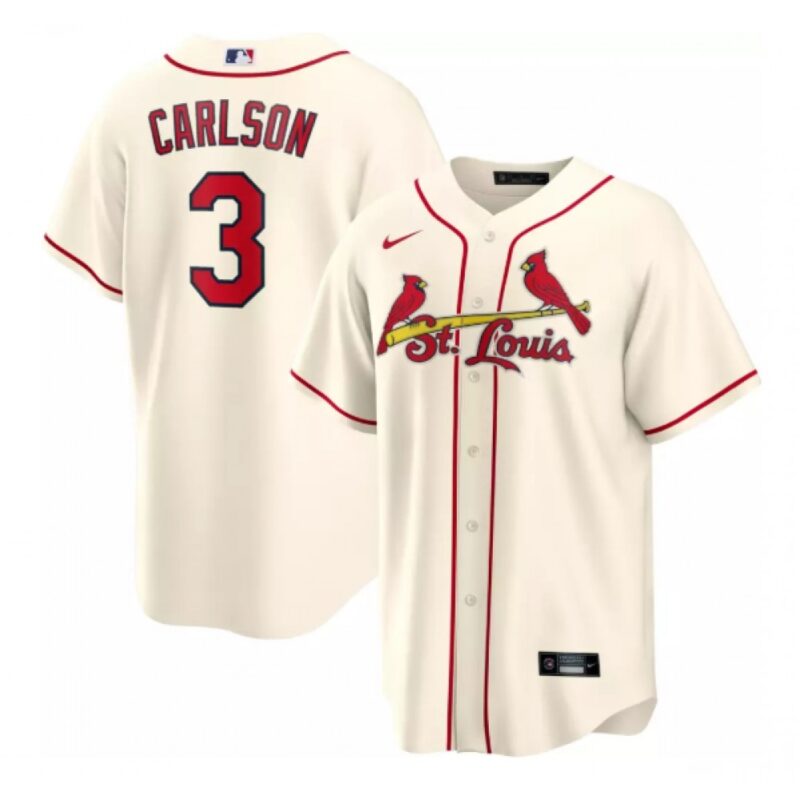 6863875dd1605_1 Men's St. Louis Cardinals #3 Dylan Carlson Cream Cool Base Stitched Jersey