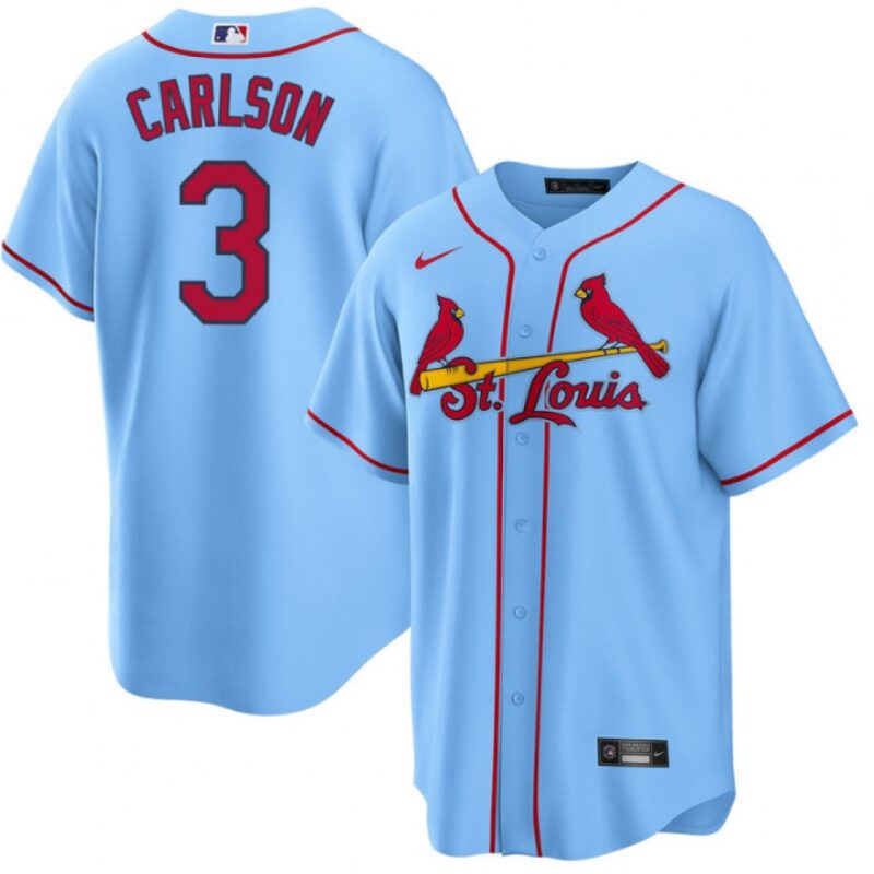 6863876467e44_1 Men's St. Louis Cardinals #3 Dylan Carlson Blue Cool Base Stitched Jersey