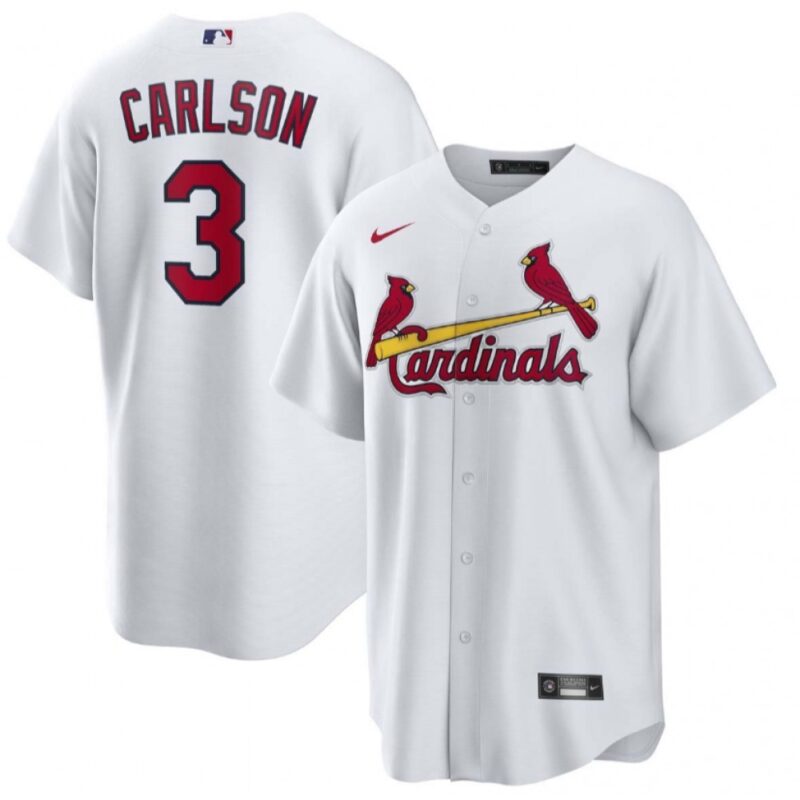 68638767cee5a_1 Men's St. Louis Cardinals #3 Dylan Carlson White Cool Base Stitched Jersey